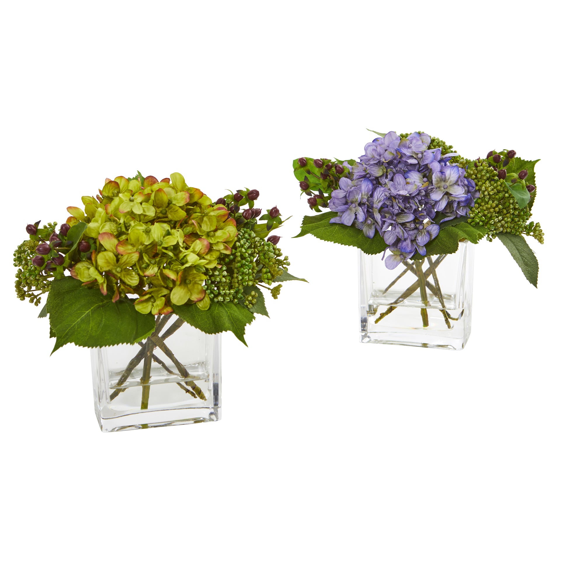 8" Hydrangea Artificial Arrangement (Set of 2)