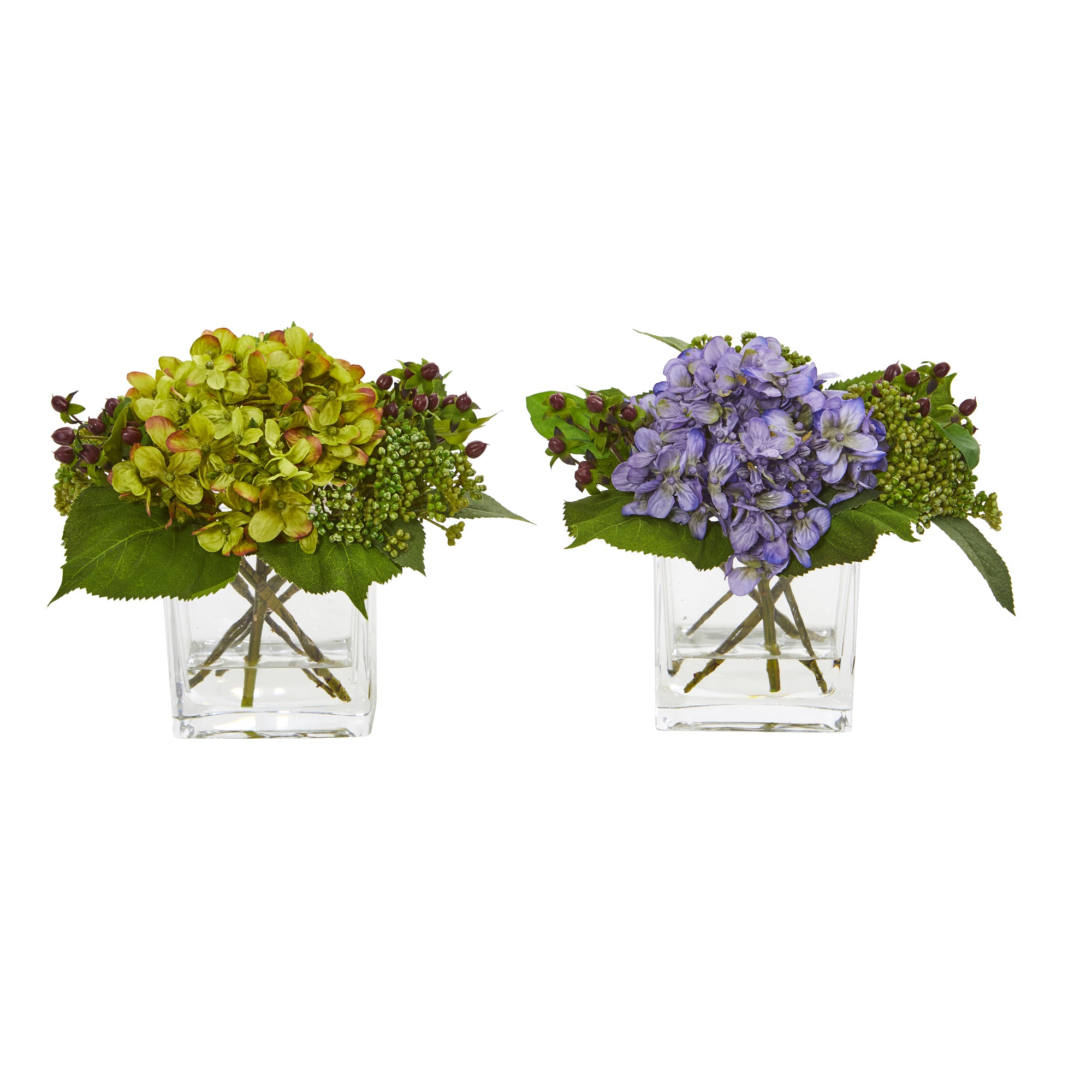 8" Hydrangea Artificial Arrangement (Set of 2)