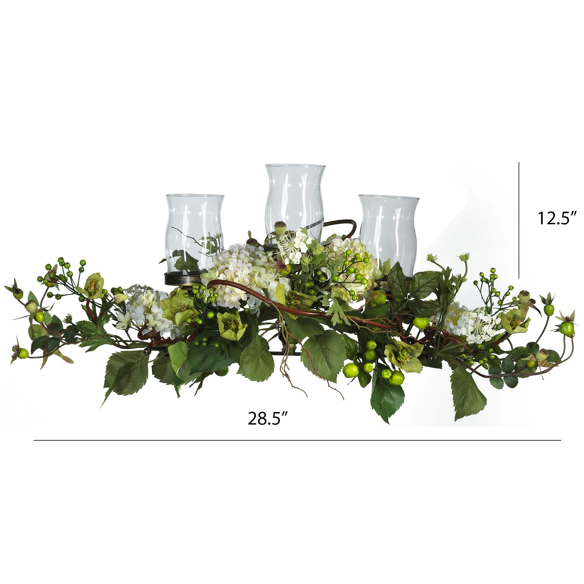 28.5" Hydrangea Triple Candelabrum Centerpiece