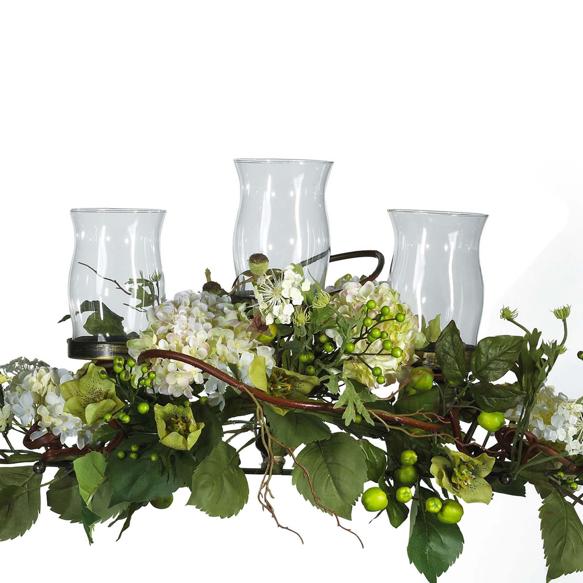 28.5" Hydrangea Triple Candelabrum Centerpiece