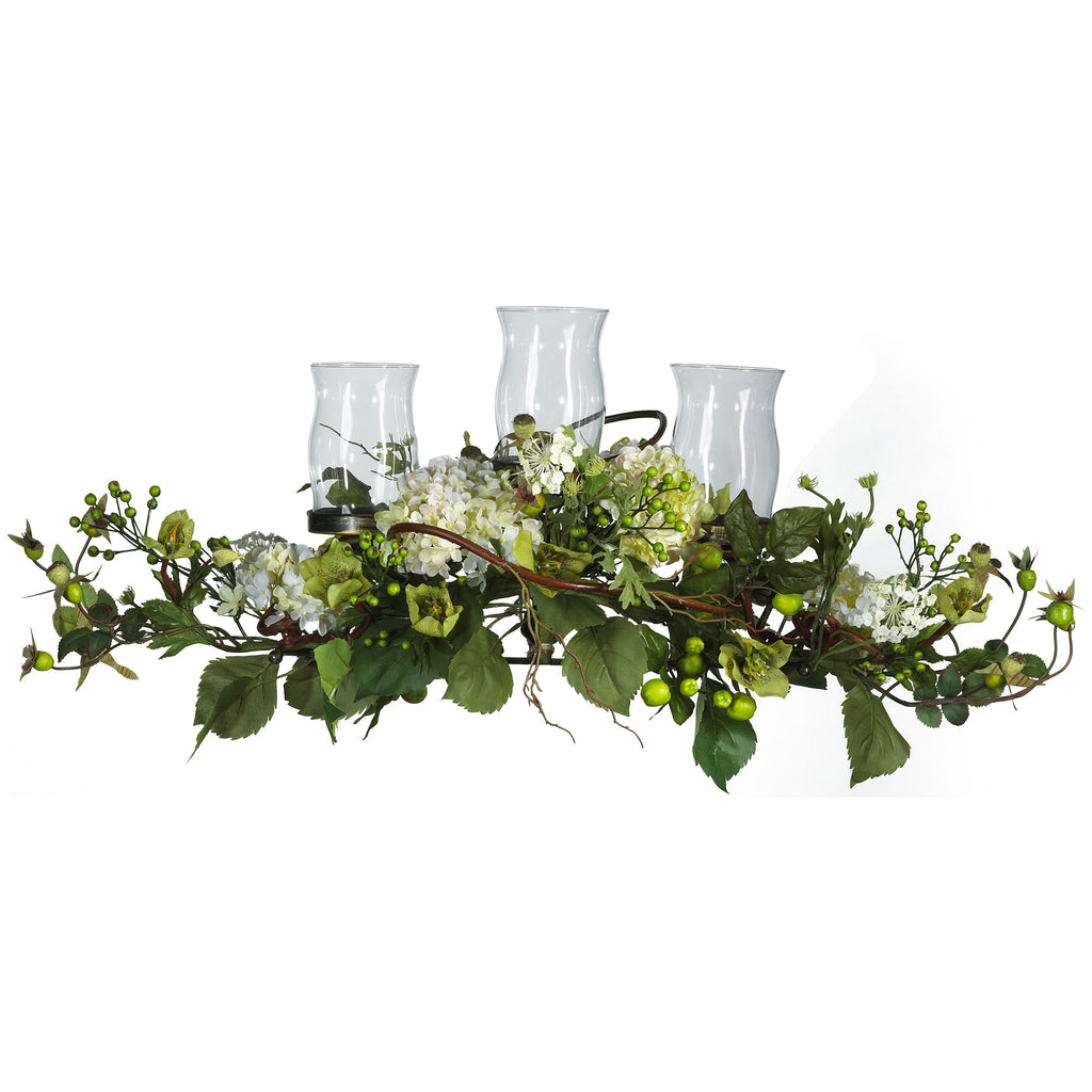 28.5" Hydrangea Triple Candelabrum Centerpiece