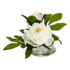 6" Peony w/Glass Vase (Set of 3)