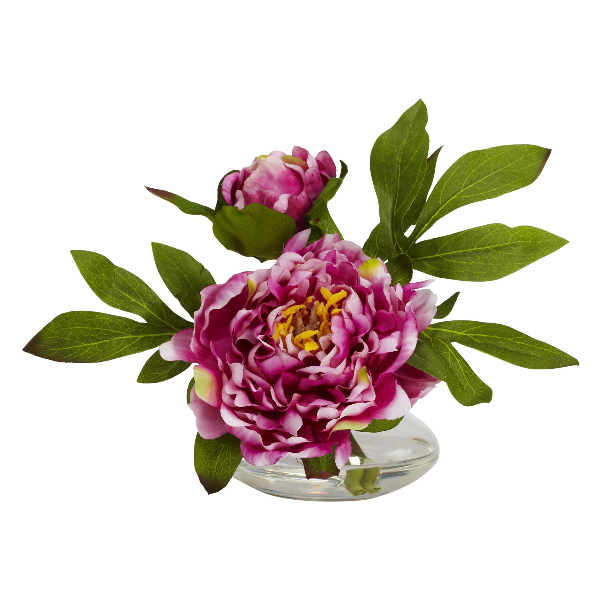 6" Peony w/Glass Vase (Set of 3)