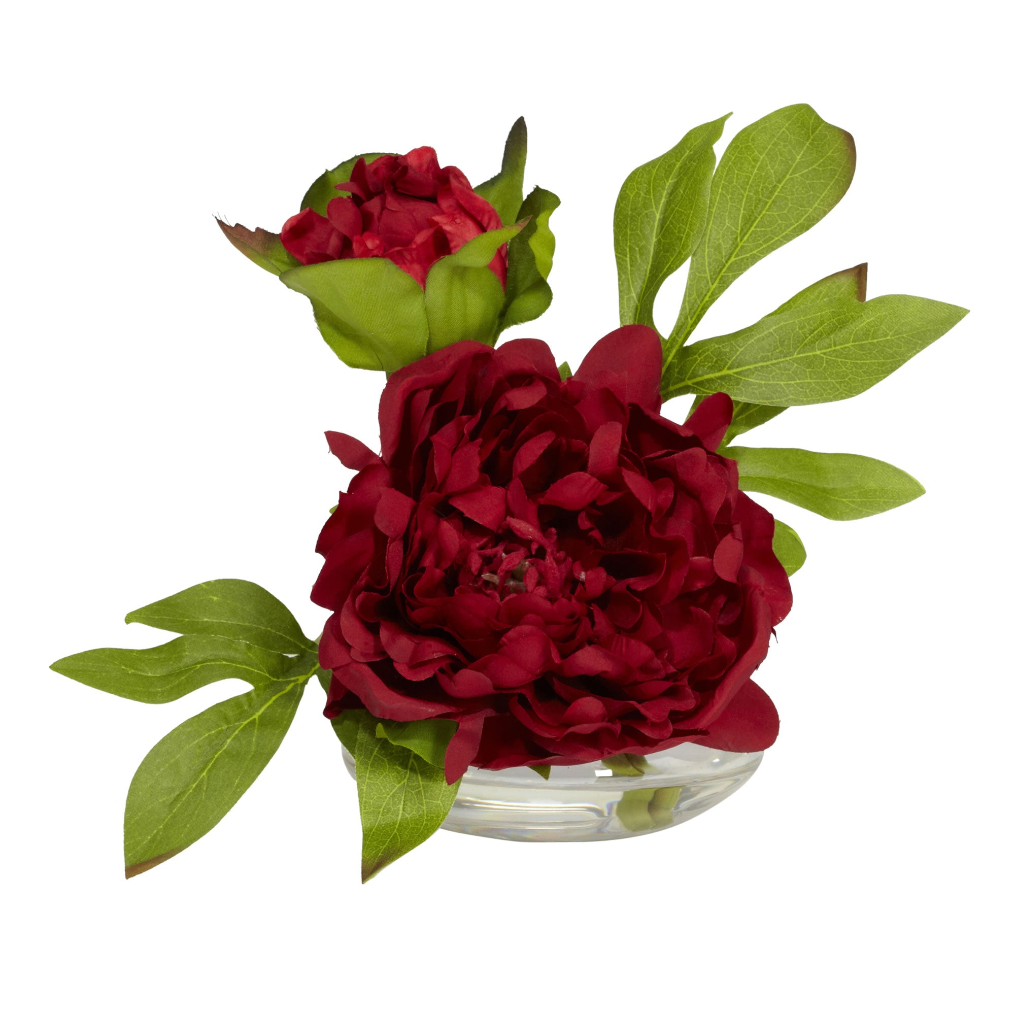 6" Peony w/Glass Vase (Set of 3)
