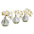8" Cymbidium w/Vase (Set of 3)