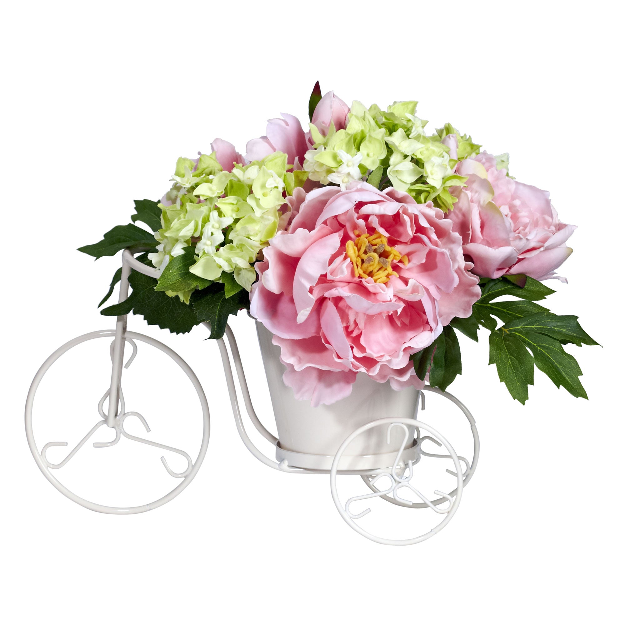 9.5" Peony & Hydrangea Tricycle Arrangement