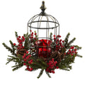 15" Pine Berry Birdhouse Candelabrum