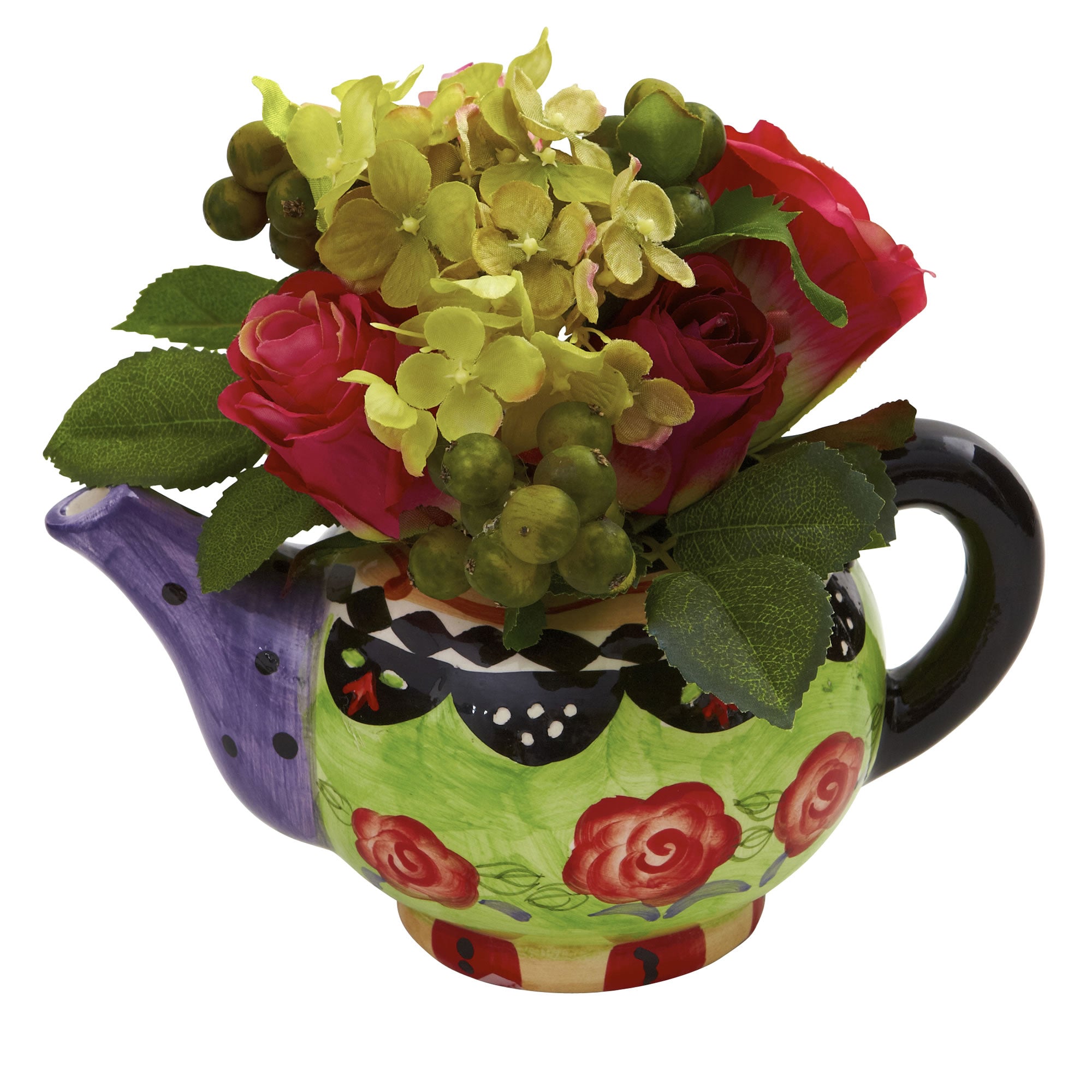 7" Rose & Hydrangea w/Decorative Vase
