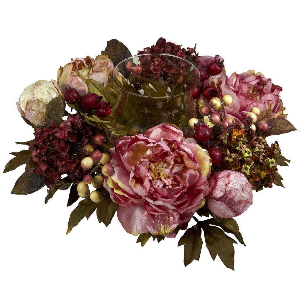 6.5" Peony Hydrangea Candelabrum