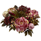 6.5" Peony Hydrangea Candelabrum