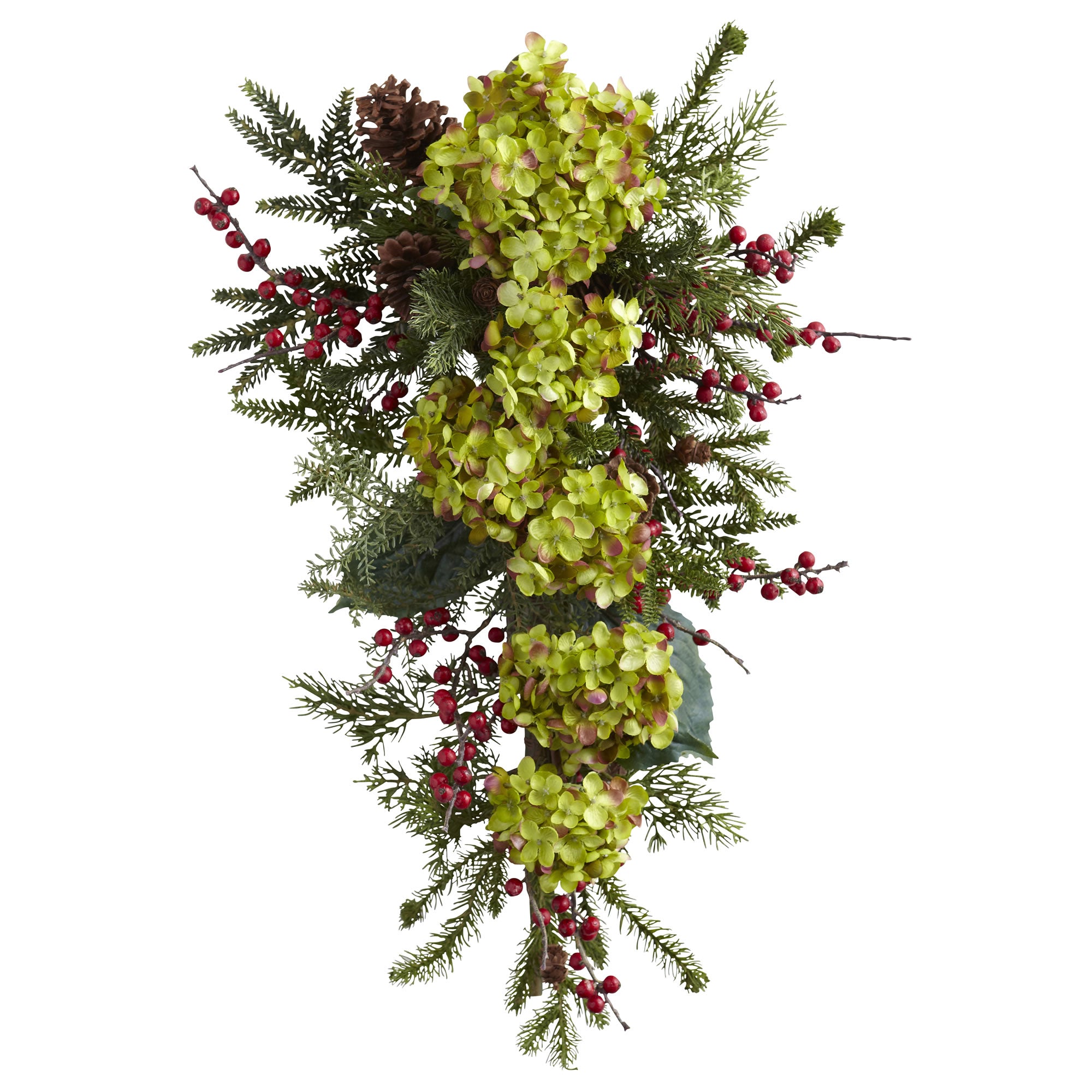 26" Hydrangea Pine & Berry Teardrop