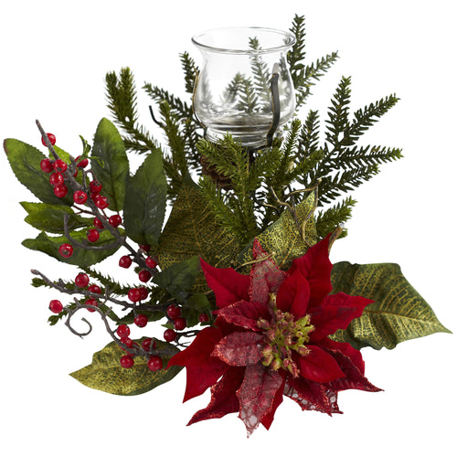 11" Poinsettia Candelabrum