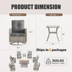 Patio Swivel Rocking Chair Set with Fire Pit