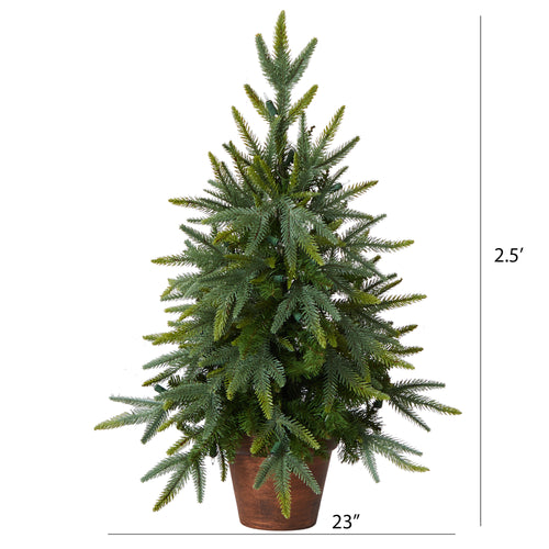 2.5' Christmas Tree w/Decorative Planter 50 Clear Lights & 119 Tips