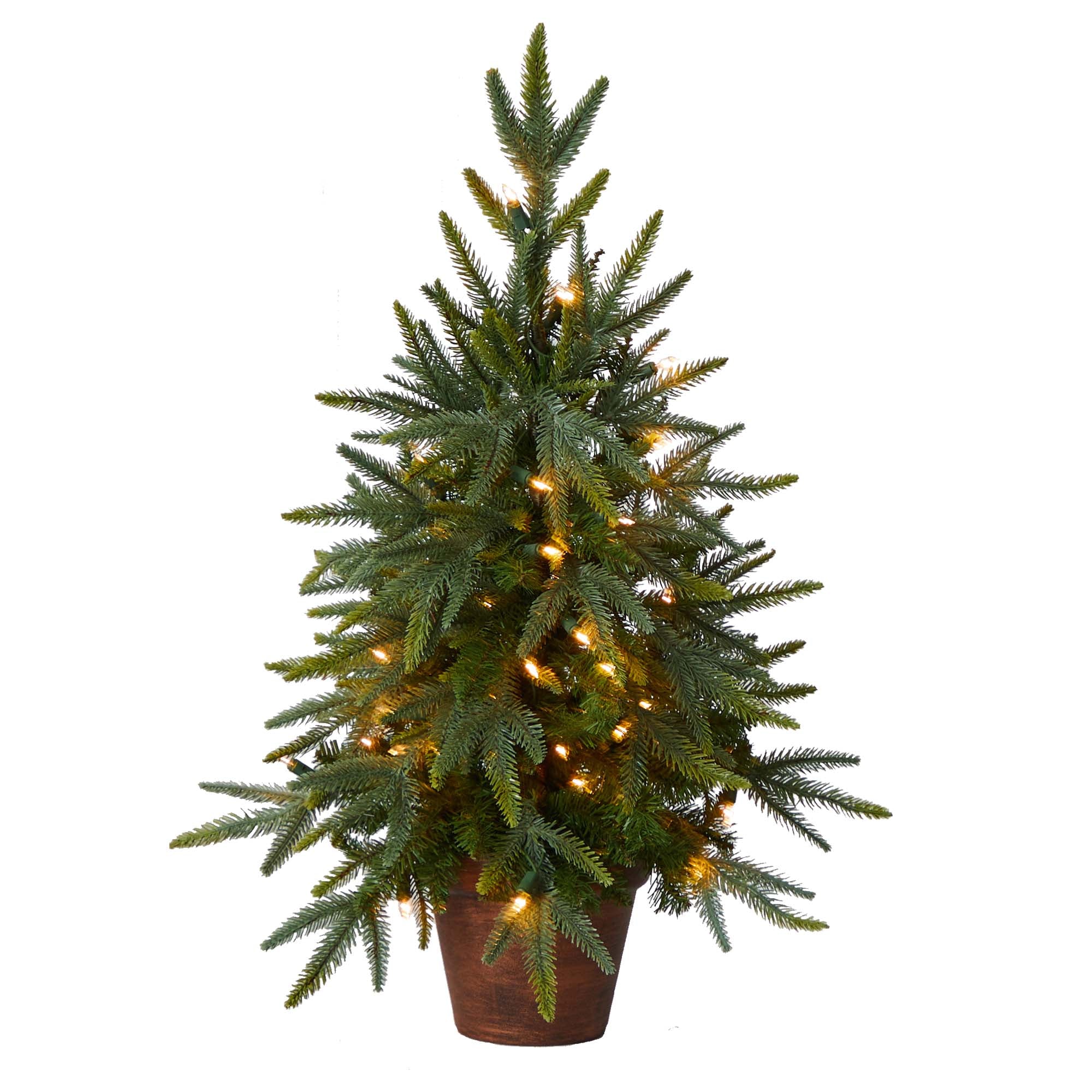 2.5' Christmas Tree w/Decorative Planter 50 Clear Lights & 119 Tips