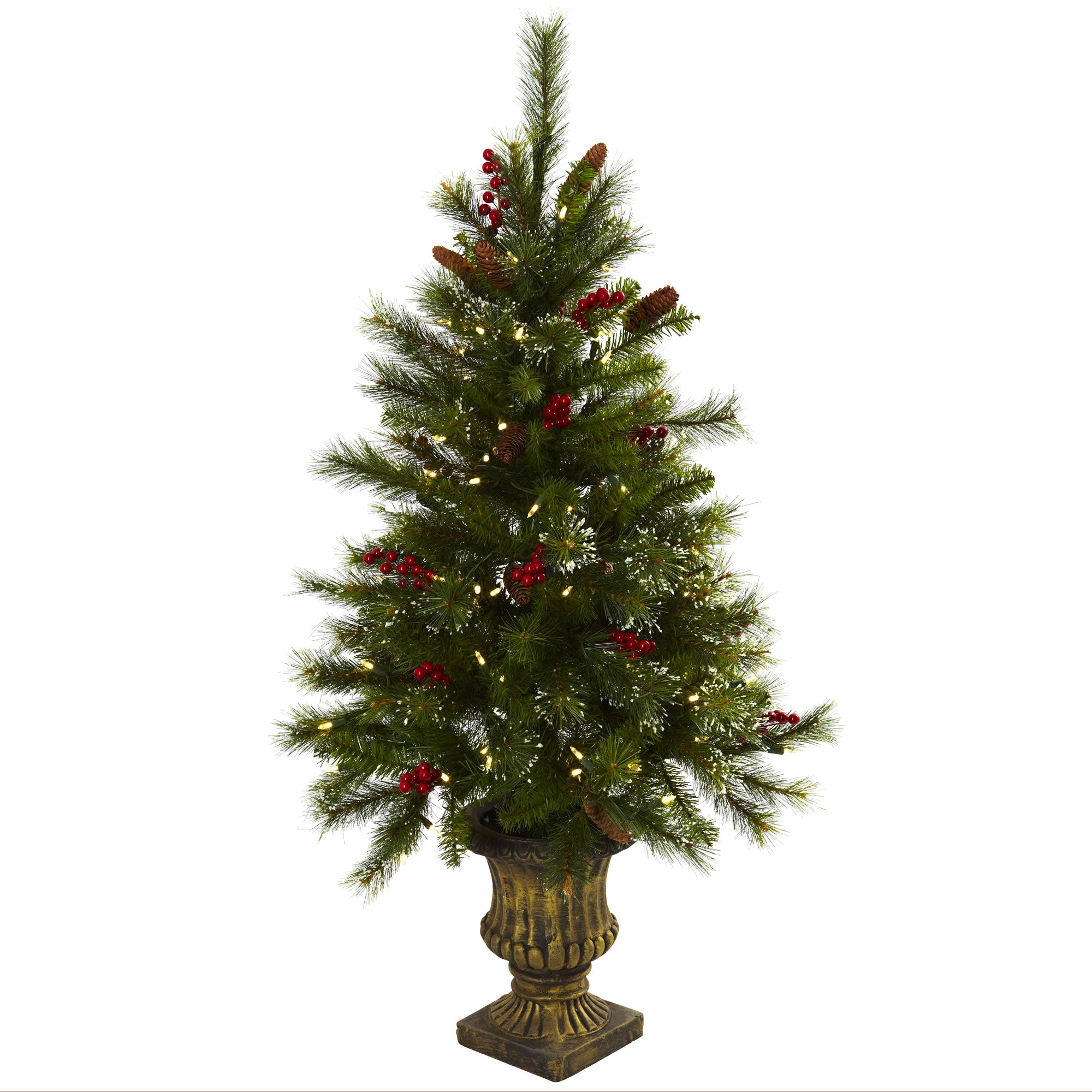 4' Christmas Tree w/Urn Ber&Con 100 LED Lights & 208 Tips