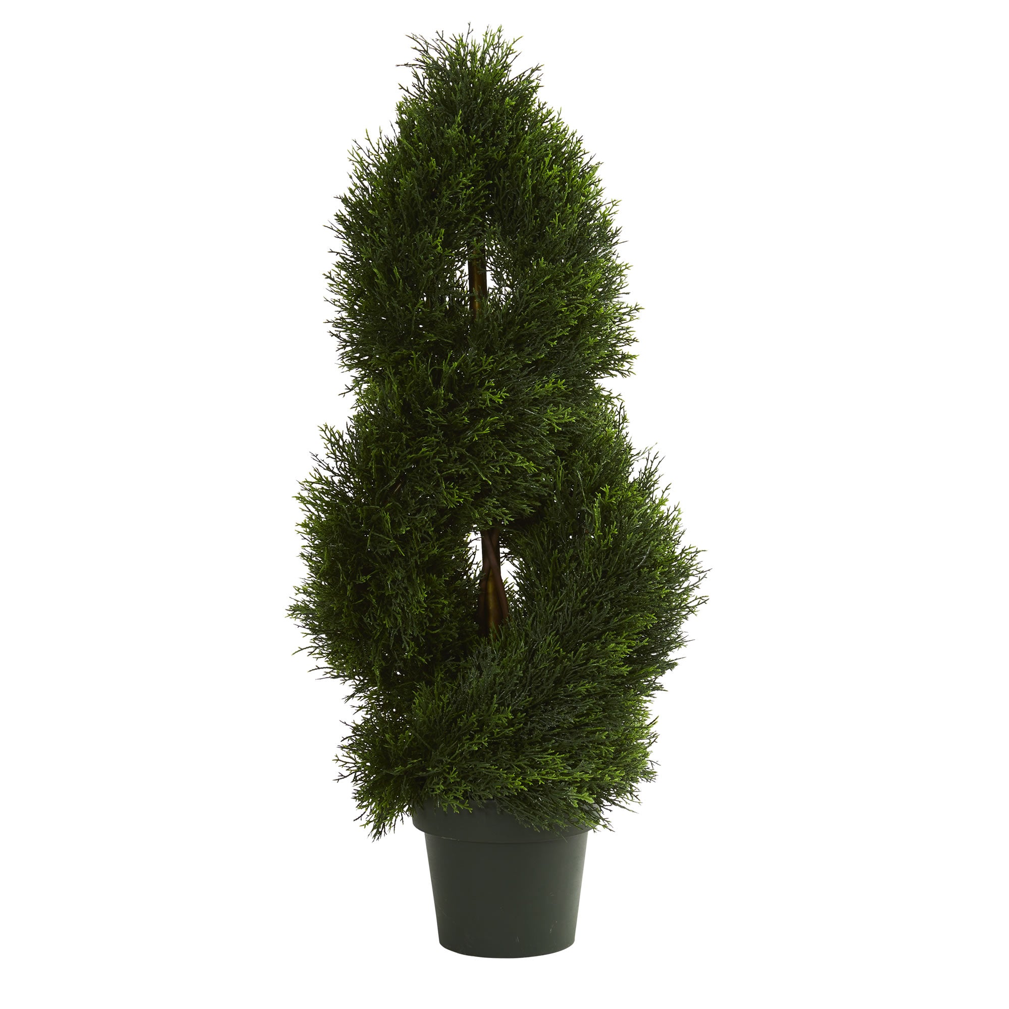 3' Double Pond Cypress Spiral Topiary UV Re(Indoor/Outdoor)