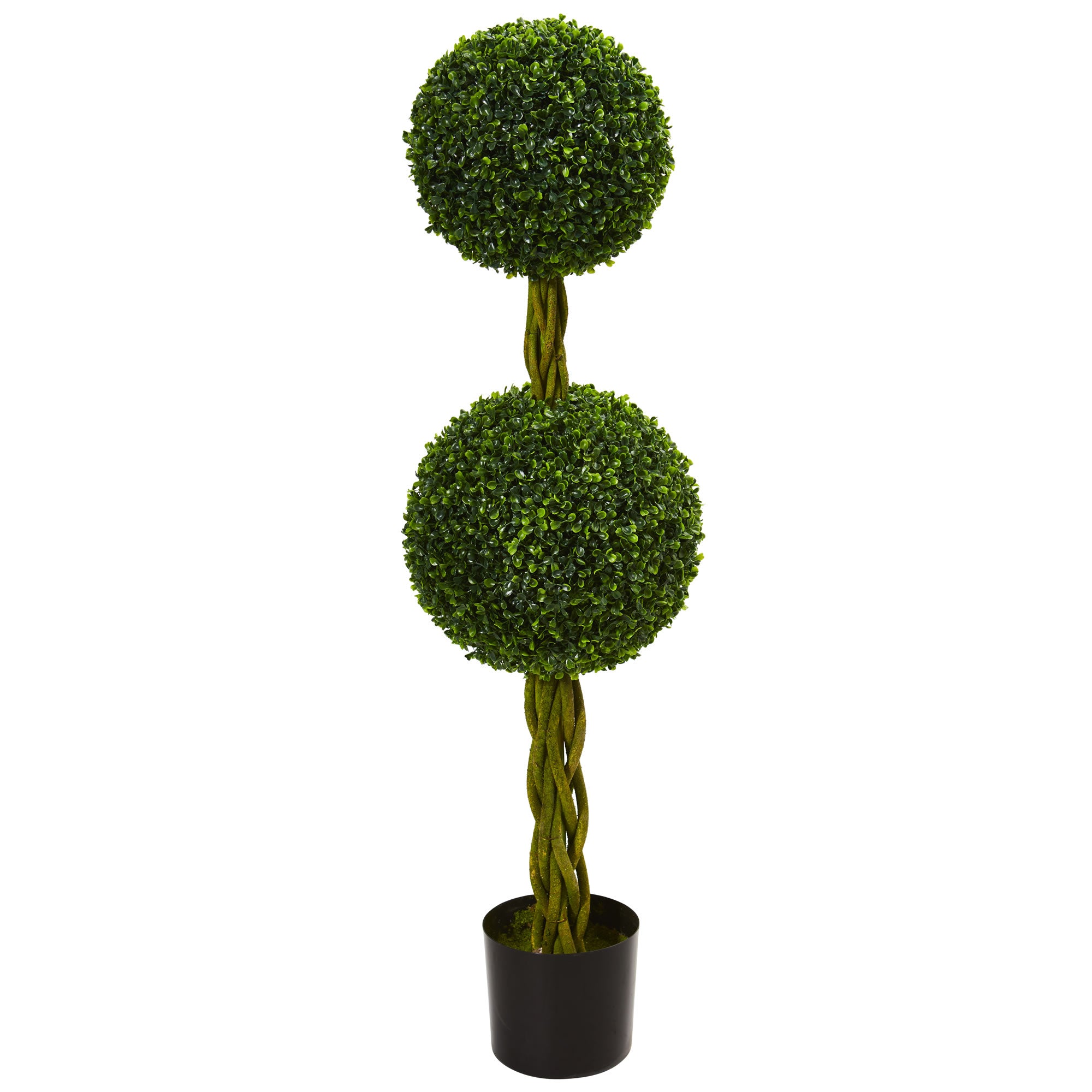 4' Boxwood 2 Balls Woven Trunk UV Resistant (Indoor/Outdoor)