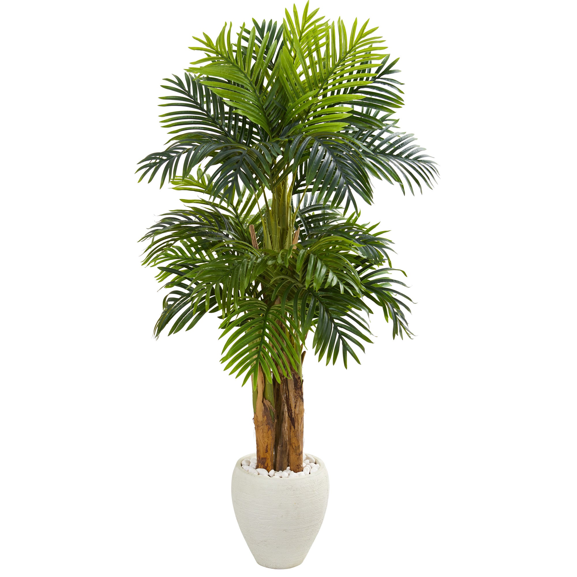 5.5' Triple Areca Palm Artificial Tree in White Planter