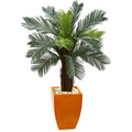 4.5' Cycas Tree in Orange Planter UV Res(Indoor/Outdoor)