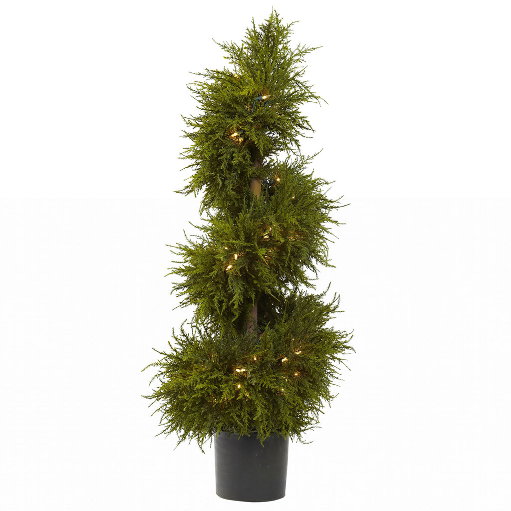 43" Cedar Spiral Topiary w/Lights