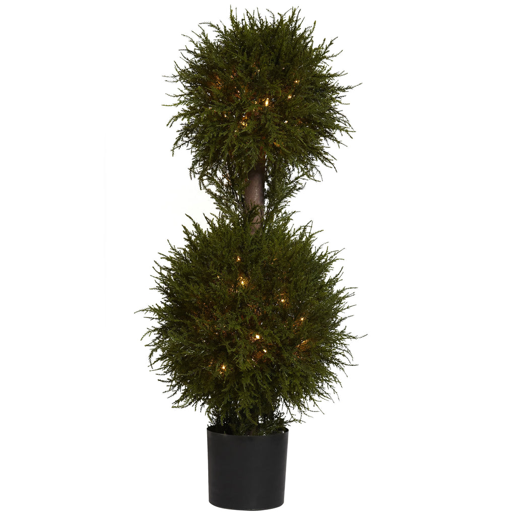 40" Cedar Double Ball Topiary w/Lights