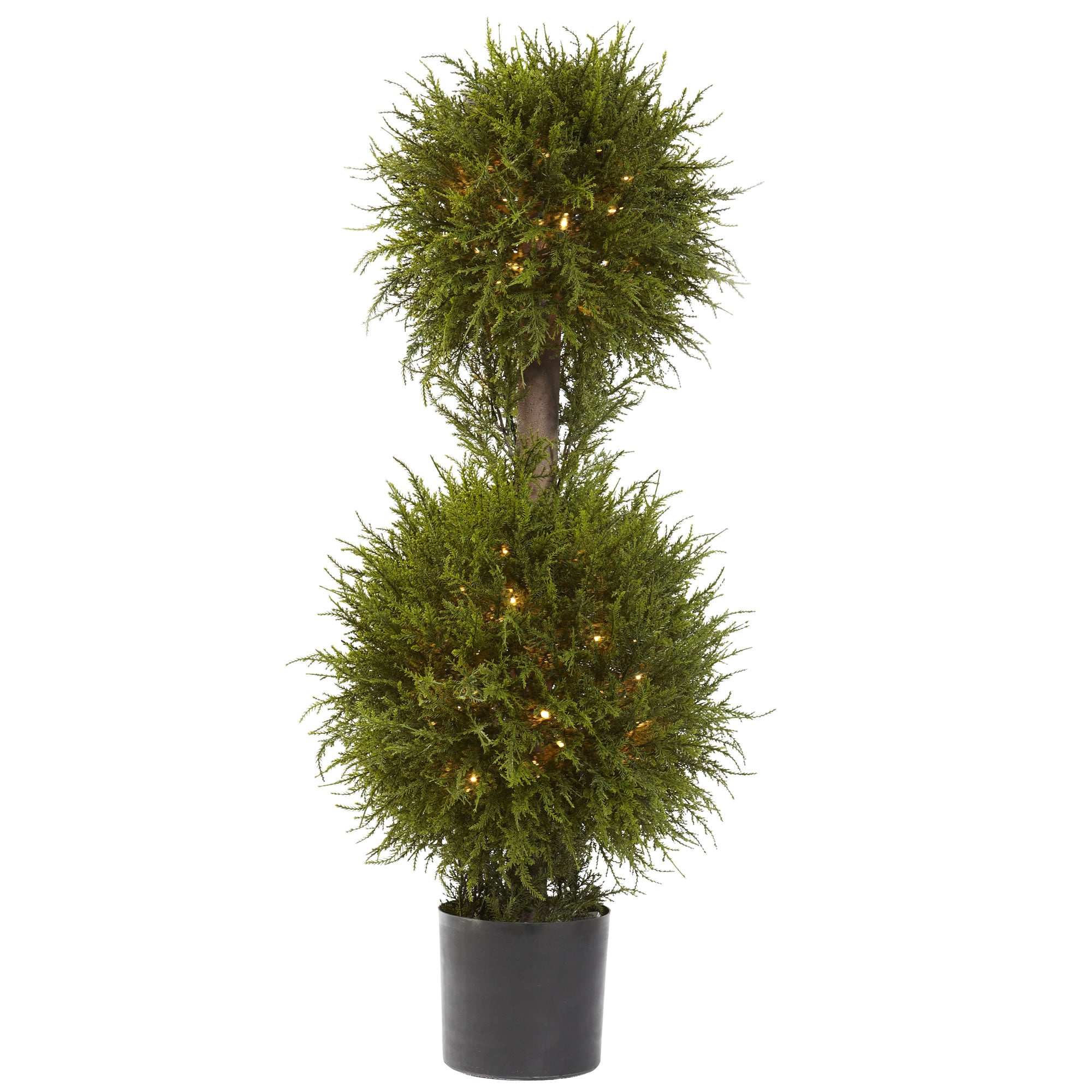 40" Cedar Double Ball Topiary w/Lights