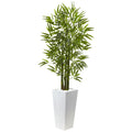 5' Bamboo Tree with White Planter UV Resist (Indoor/Outdoor)