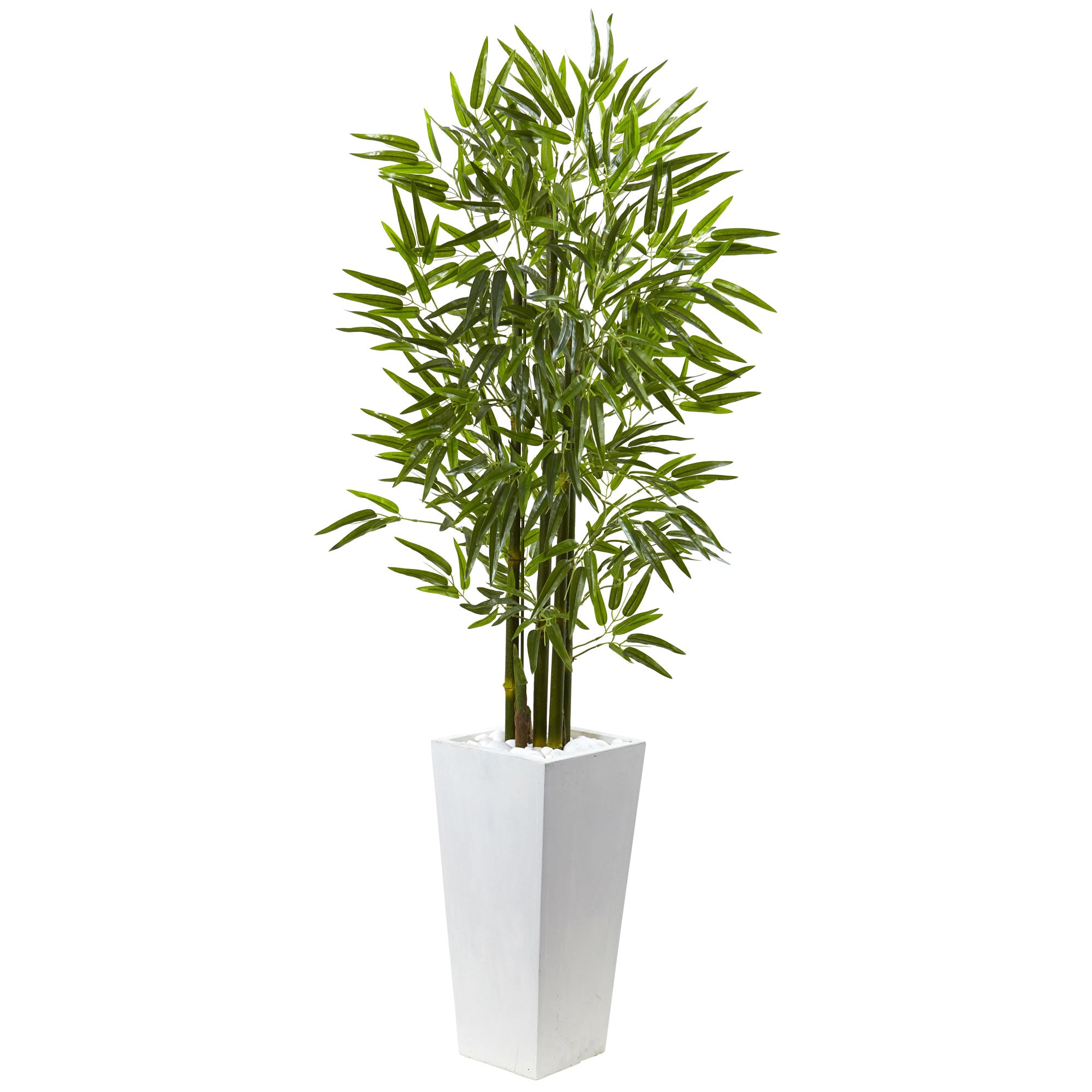 5' Bamboo Tree with White Planter UV Resist (Indoor/Outdoor)