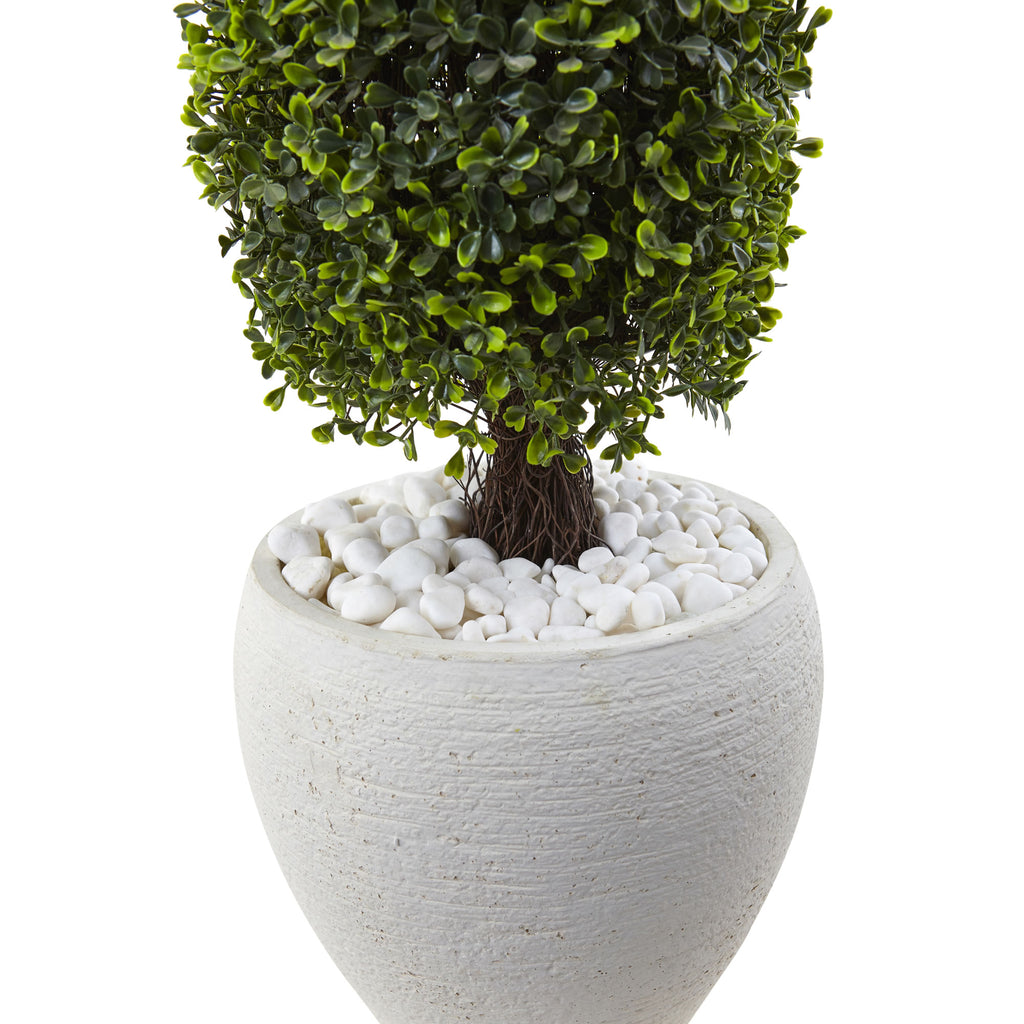 41" Boxwood Top with White Planter UV Rest (Indoor/Outdoor)