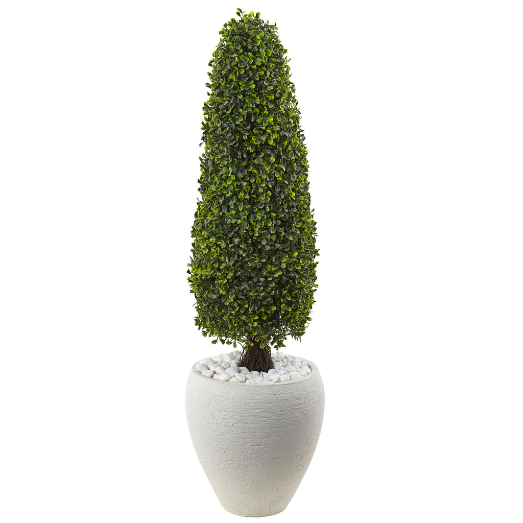 41" Boxwood Top with White Planter UV Rest (Indoor/Outdoor)