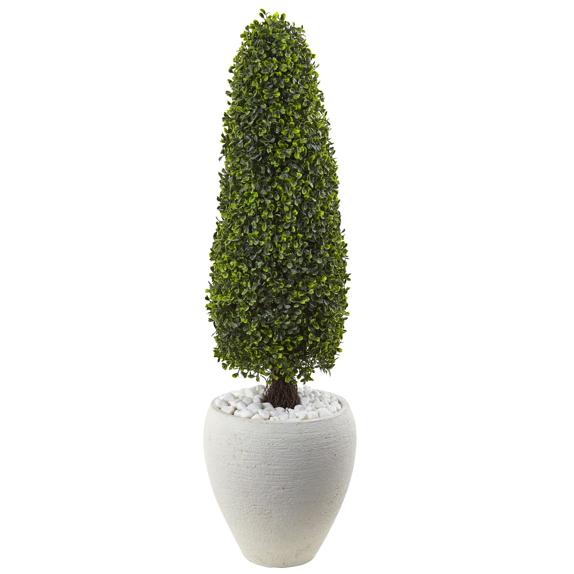 41" Boxwood Top with White Planter UV Rest (Indoor/Outdoor)