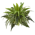 22" Mixed Greens and Fern Artificial Bush Plant (Set of 3)