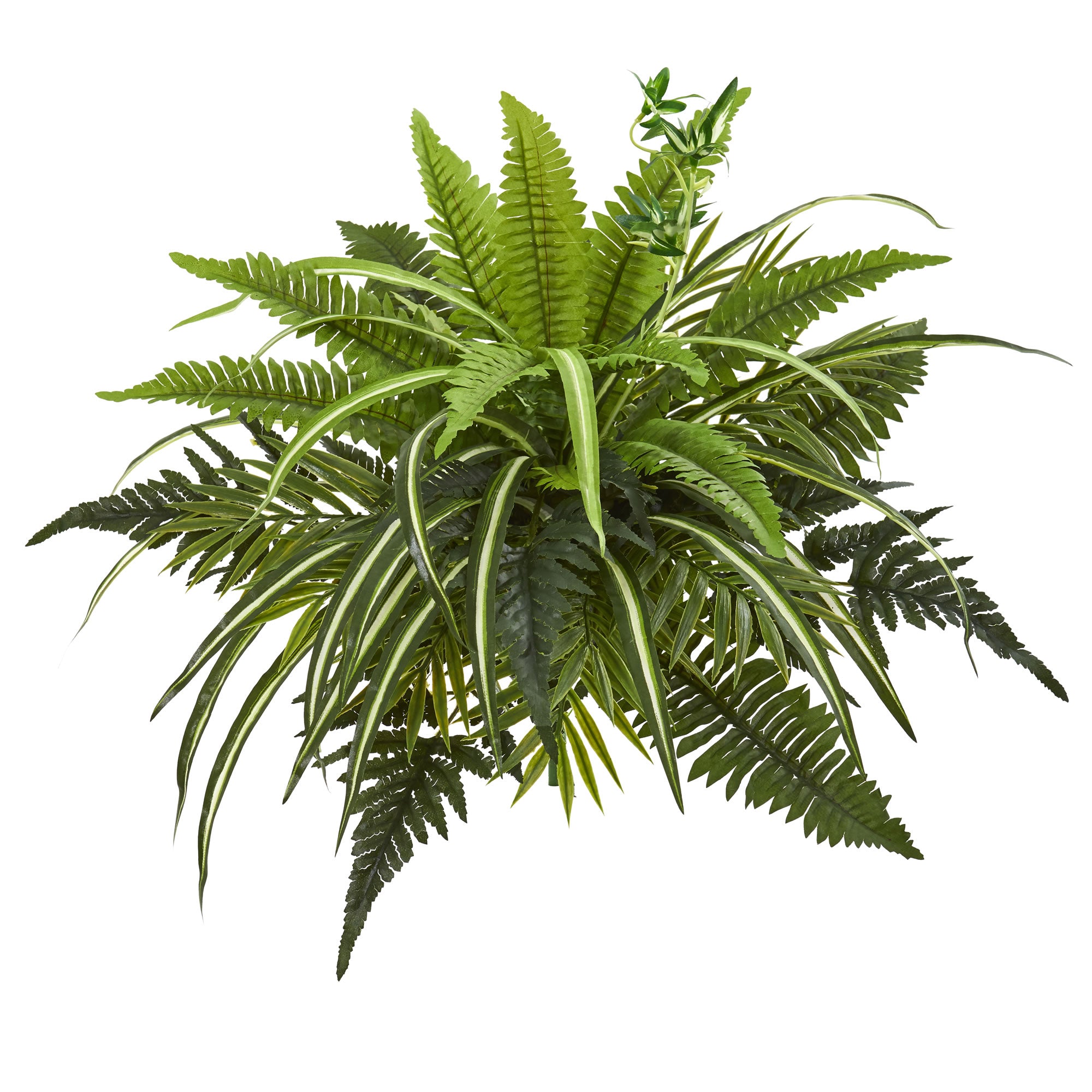 22" Mixed Greens and Fern Artificial Bush Plant (Set of 3)