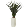 5' Spiky Agave Plant in White Tower Planter