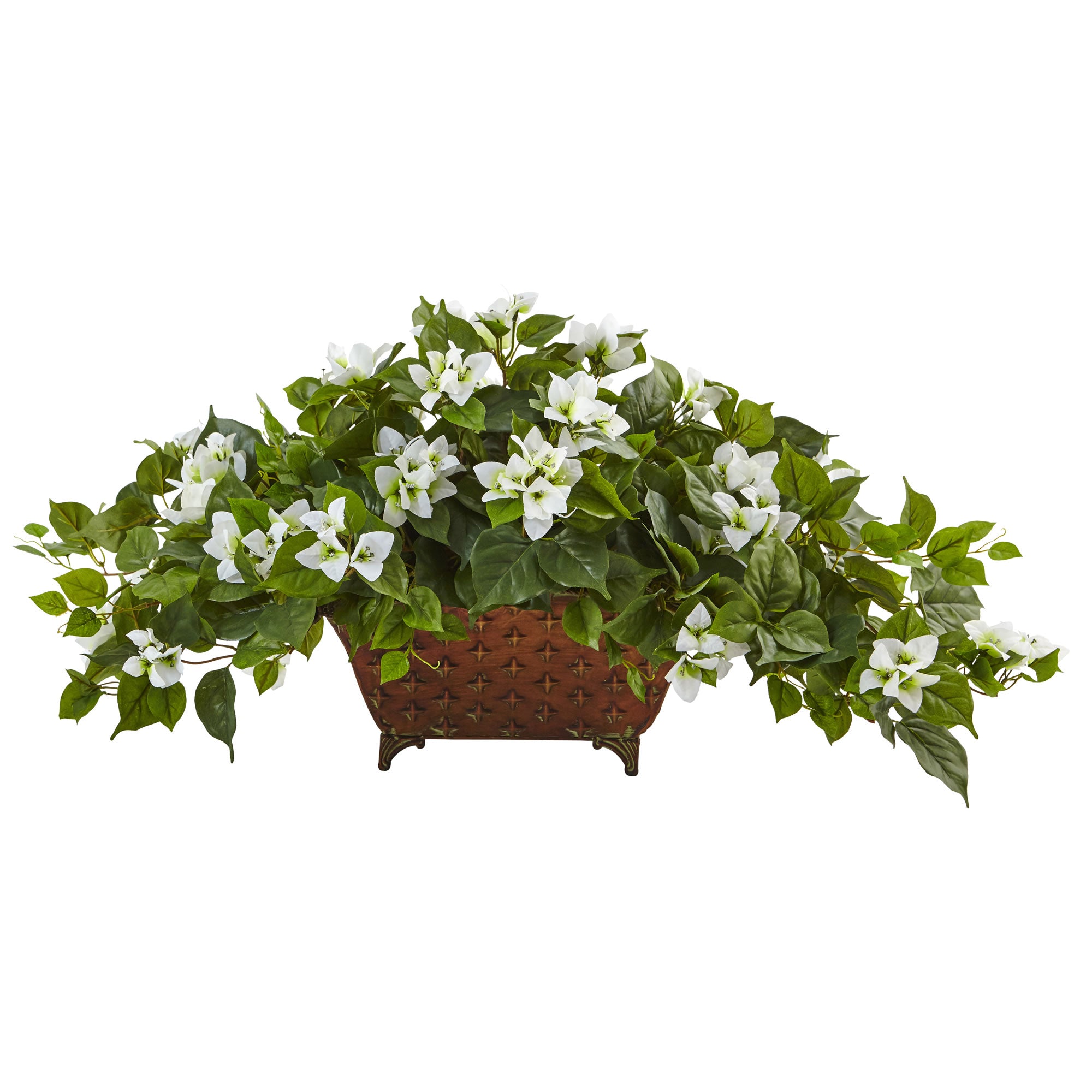 17" Bougainvillea Artificial Plant in Metal Planter