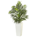 39" Areca Palm in White Planter UV Resist (Incoor/Outdoor)