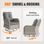 Patio Swivel Rocking Chair Set with Fire Pit