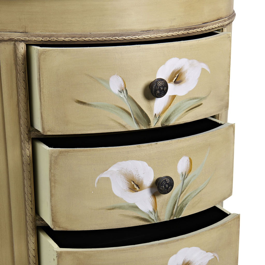 Antique Accessory Table w/Calla Lily Floral Art