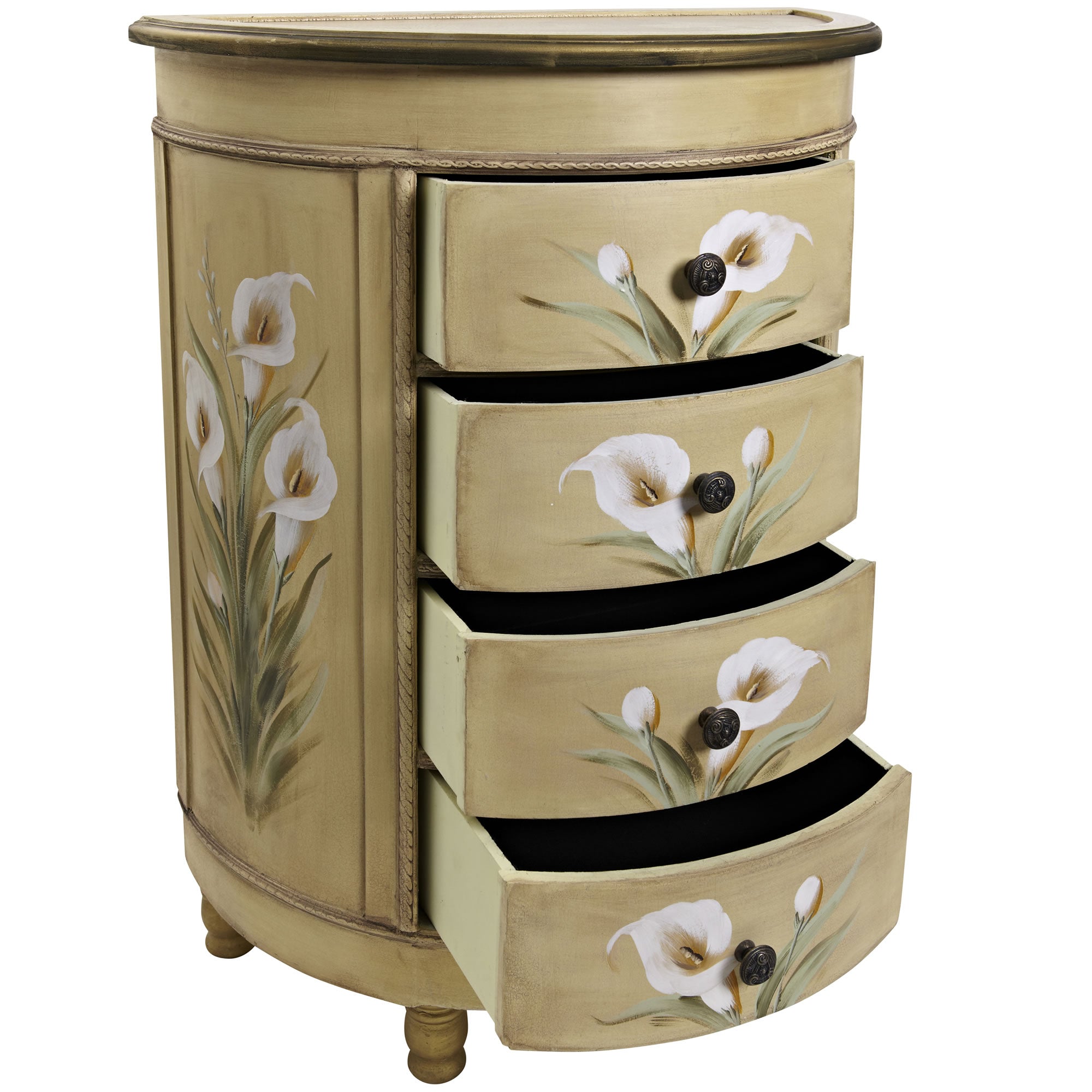 Antique Accessory Table w/Calla Lily Floral Art