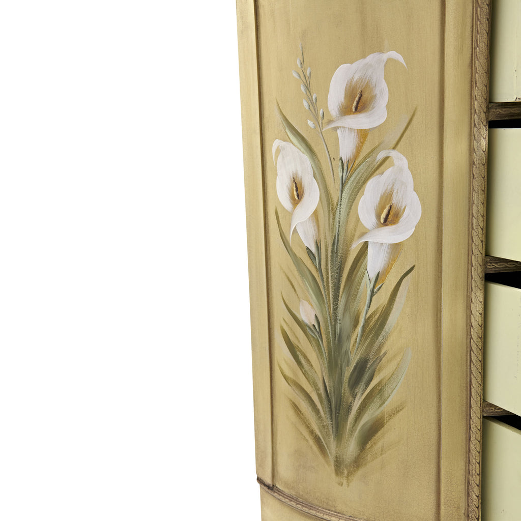 Antique Accessory Table w/Calla Lily Floral Art