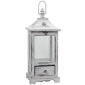 17.25" Distressed Wooden Lantern with Drawers
