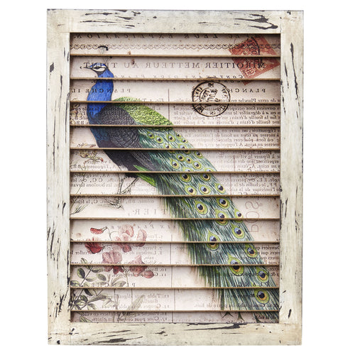 17" Peacock Window Shutter Wall Decor