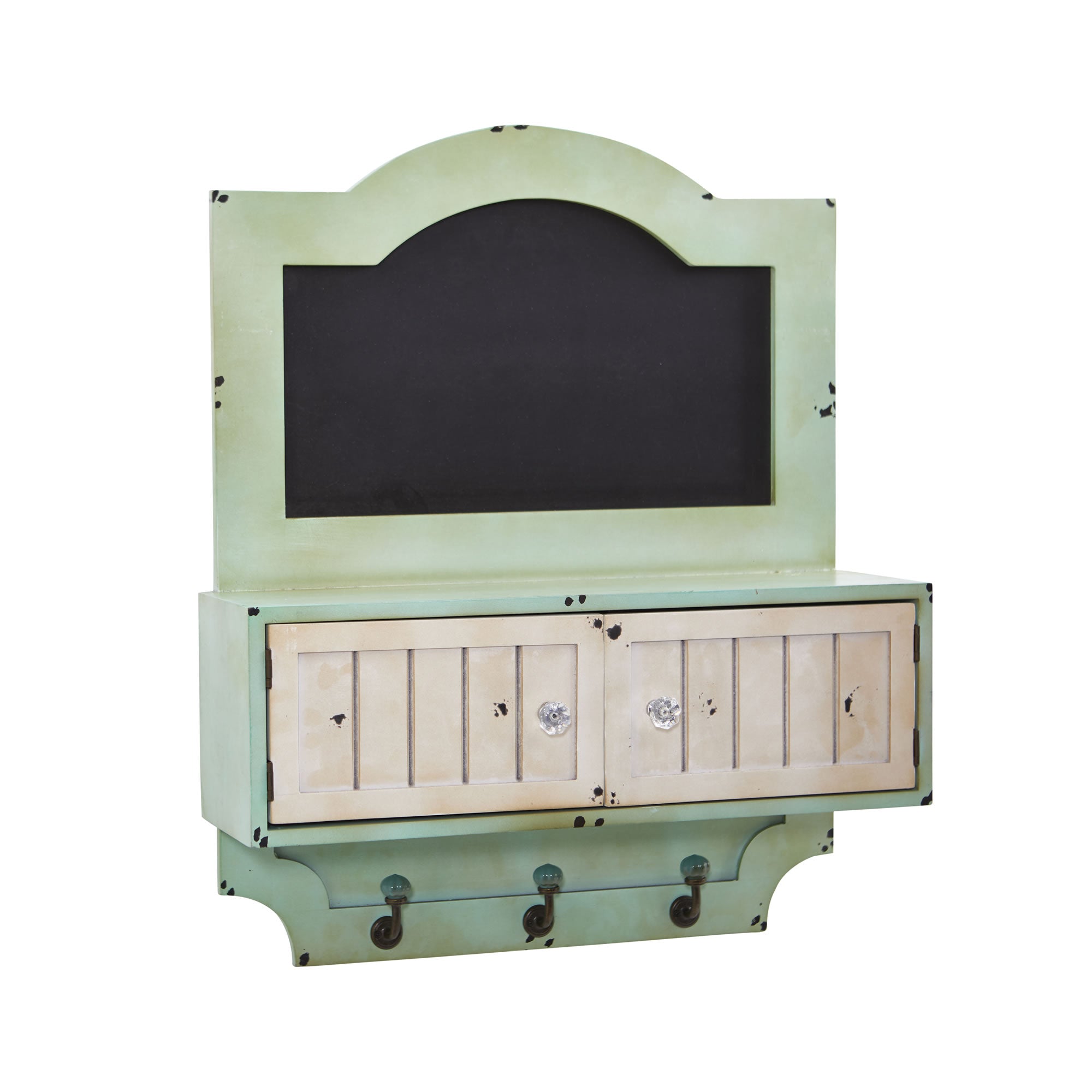 21.5'' Vintage Chalkboard Wall Organizer With Doors & Hooks