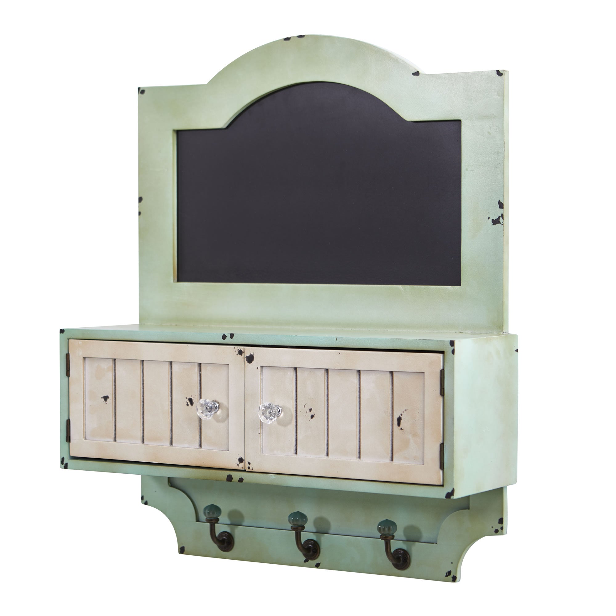 21.5'' Vintage Chalkboard Wall Organizer With Doors & Hooks