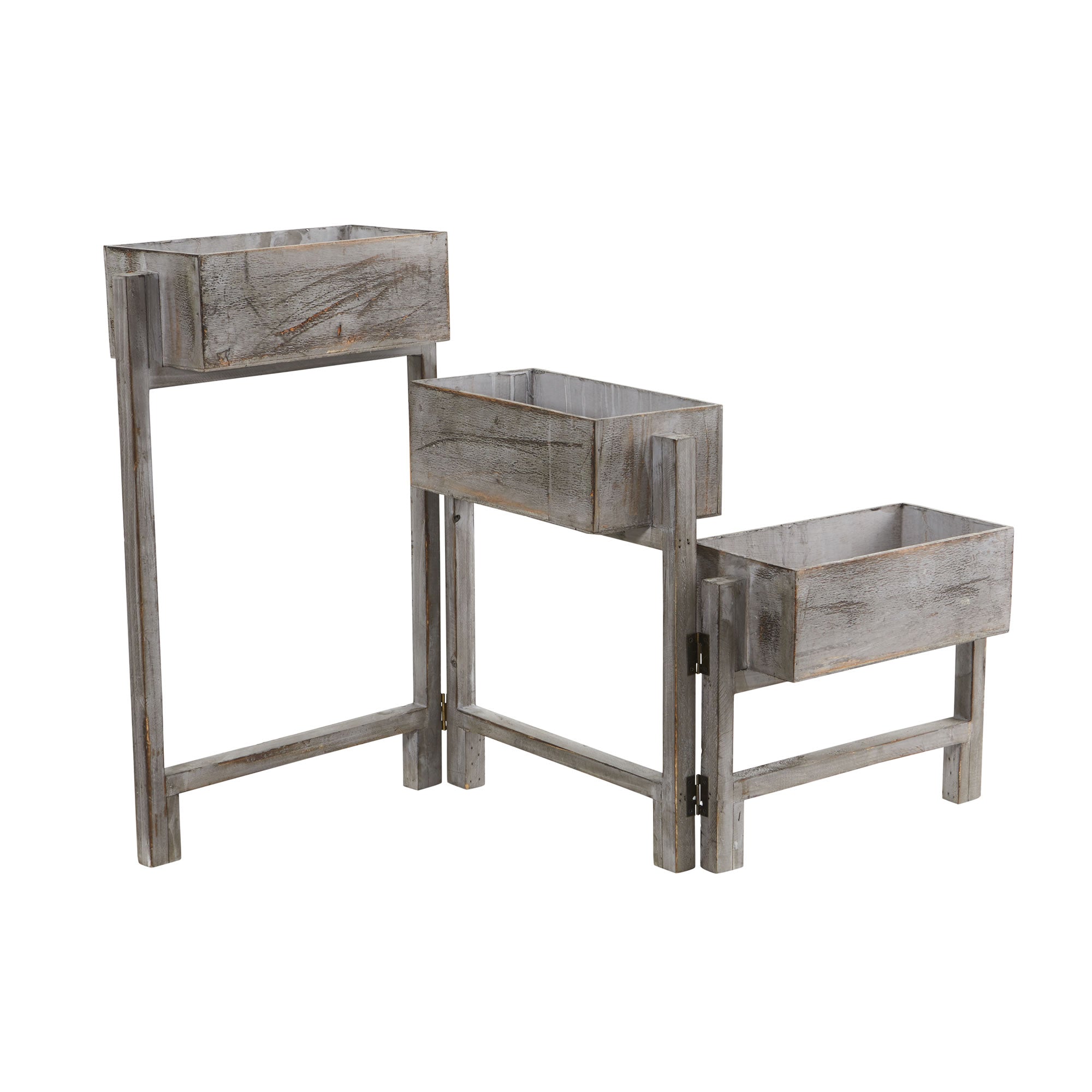 3.5' Gray Washed Expandable Decorative Planter