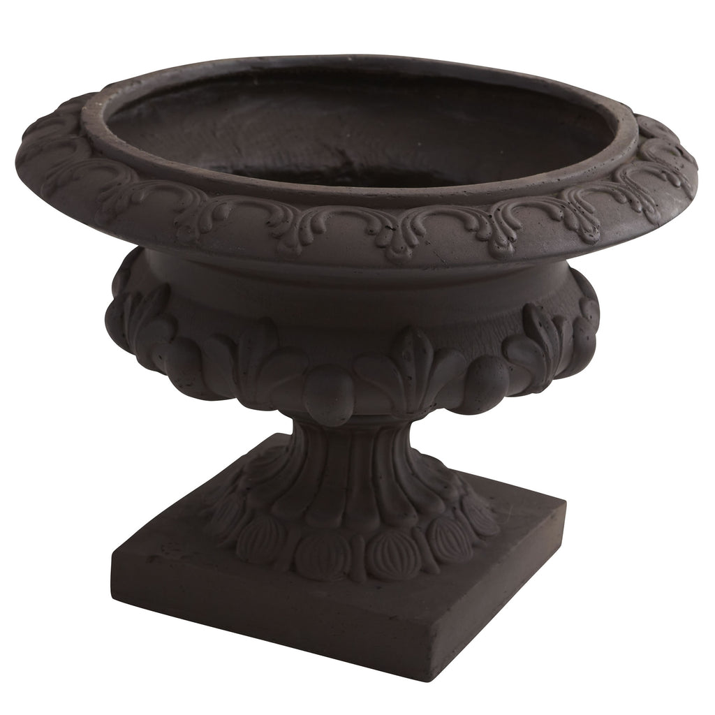 12.5" Iron Finished Decorative Urn (Indoor/Outdoor)