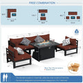 Grey Aluminum Outdoor Patio Set With Fire Pit Table