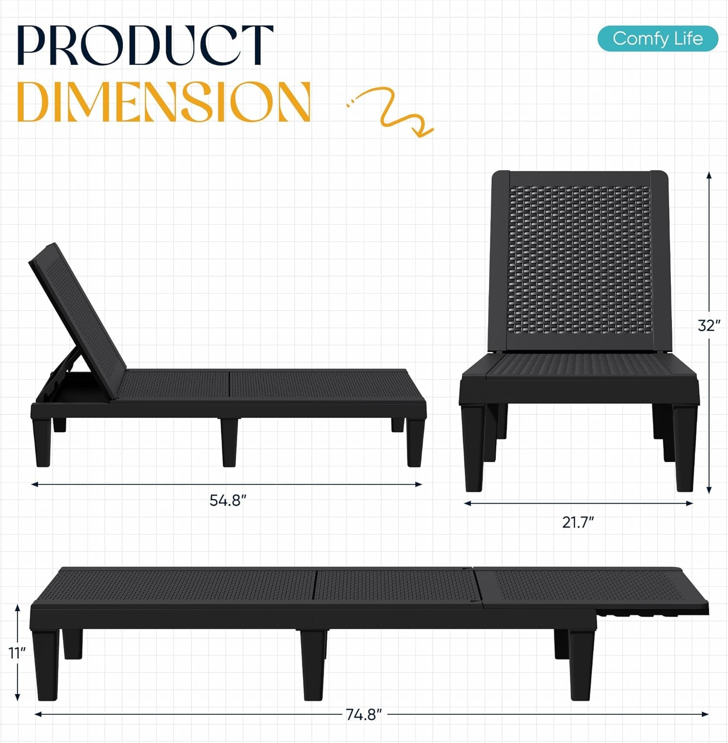 Adjustable Outdoor Chaise Lounge Chairs Set for Relaxation