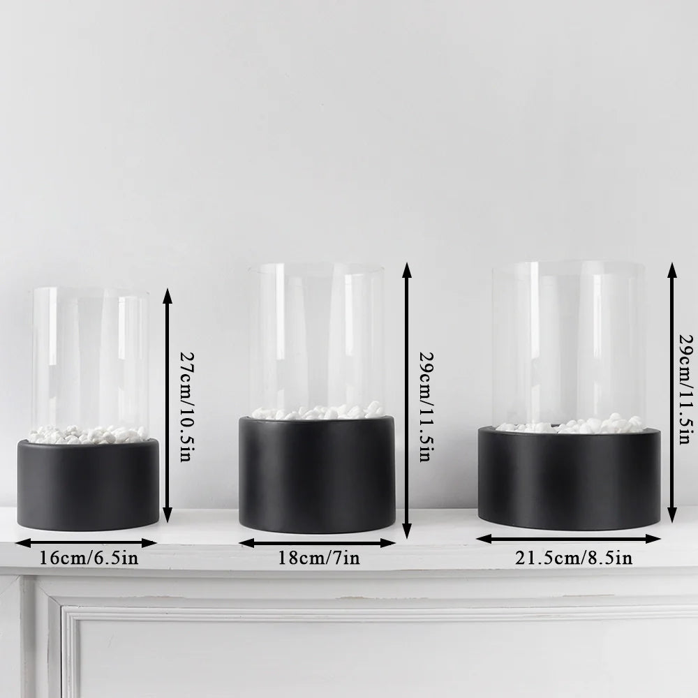 10.5" H Portable Tabletop Round Fireplace(Black)